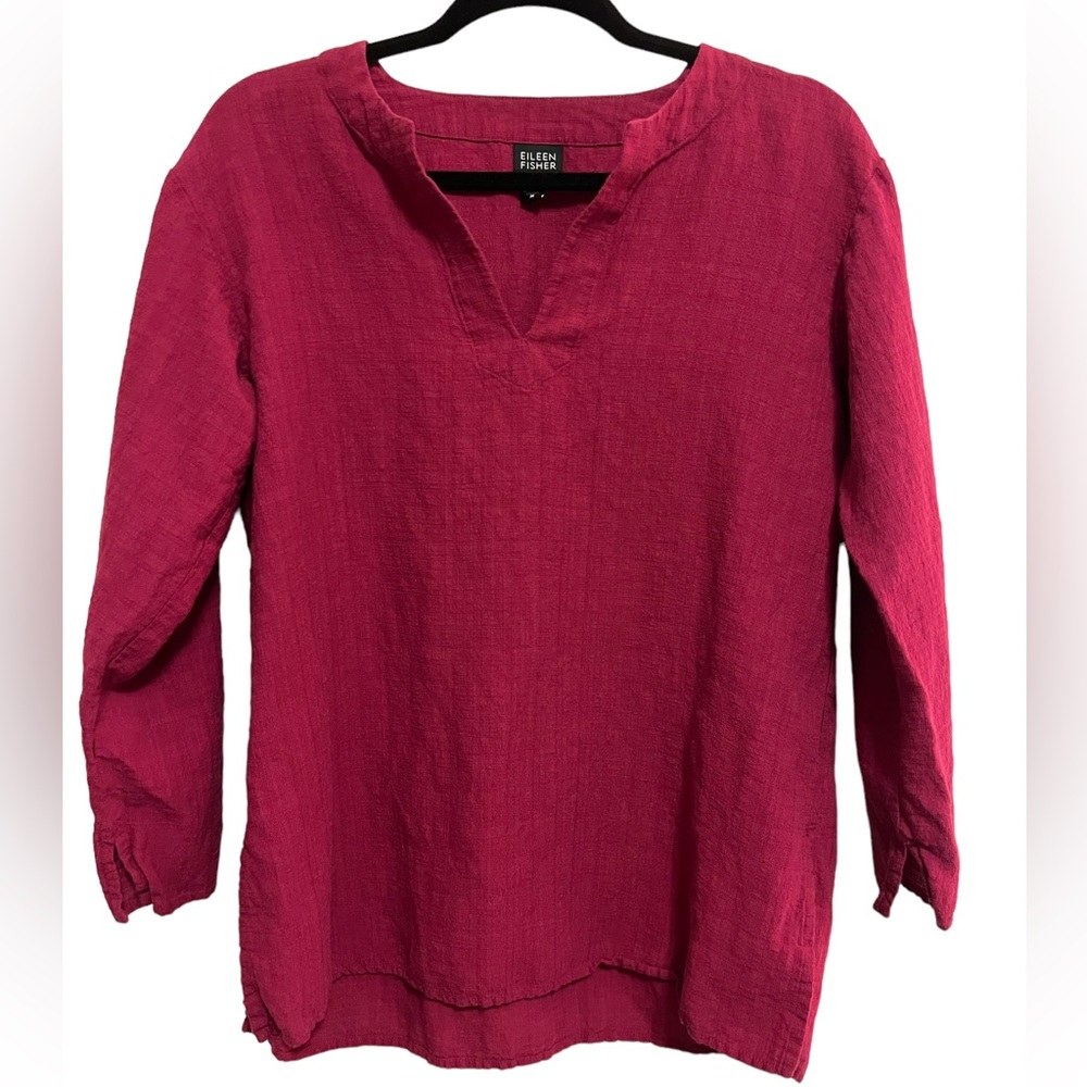 Eileen Fisher Linen Blend V-Neck Blouse